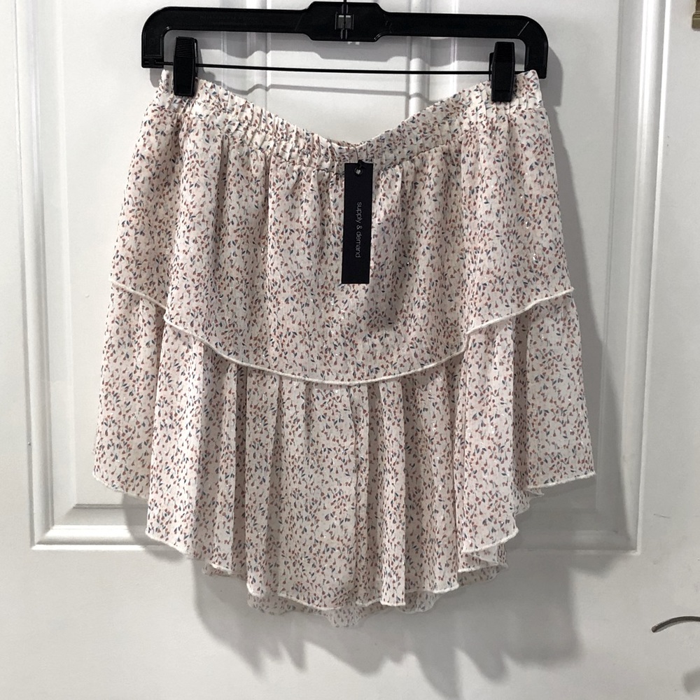 Supply & Demand Floral Print Tiered Mini Skirt